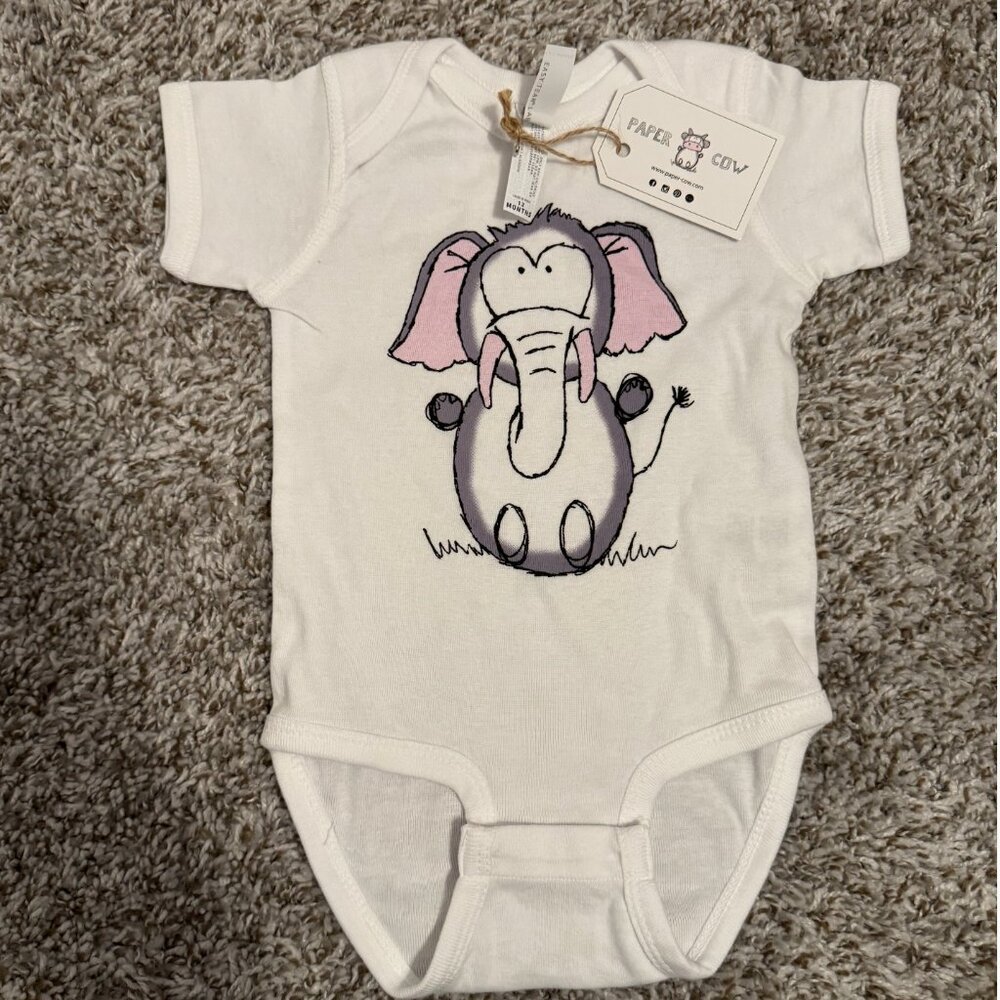 NWT Paper Cow Elephant Onesie